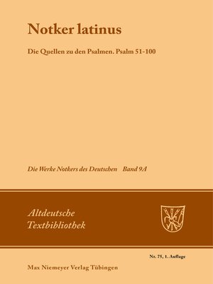 cover image of Notker latinus. Die Quellen zu den Psalmen